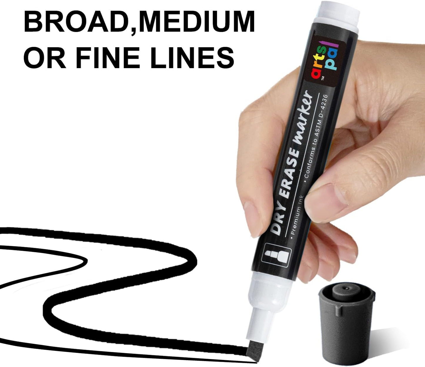 Artspal Dry Erase Markers, 48 Count, Black, Chisel Tip, Low Odor, Easy Erase, Whiteboard Markers for Classroom, Office, Home, Teachers, Kids, Back to School Supplies