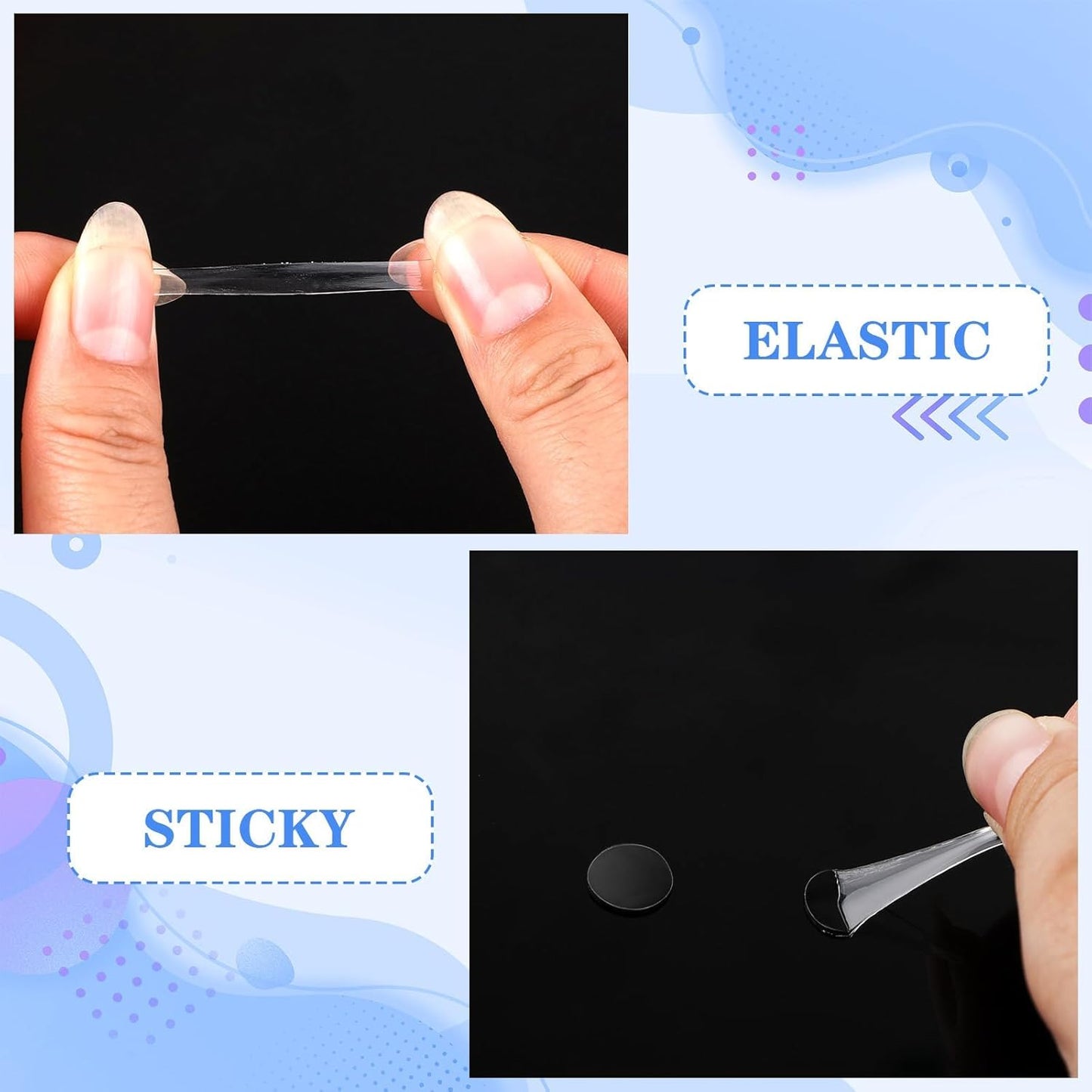 JUNEBRUSHS 350 Pieces Double Sided Sticky Dots, Sticky Tack for Wall Hanging Removable Poster Putty Clear Round Putty No Trace Adhesive Sticky Putty for Balloon Craft DIY Art Office Supplies (6 mm)