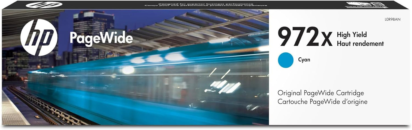 HP 972X PageWide High Yield Cyan Ink Cartridge for HP Printers| Works with Printer Series: PageWide Pro 452, 477, 552dw, 577 | L0R98AN