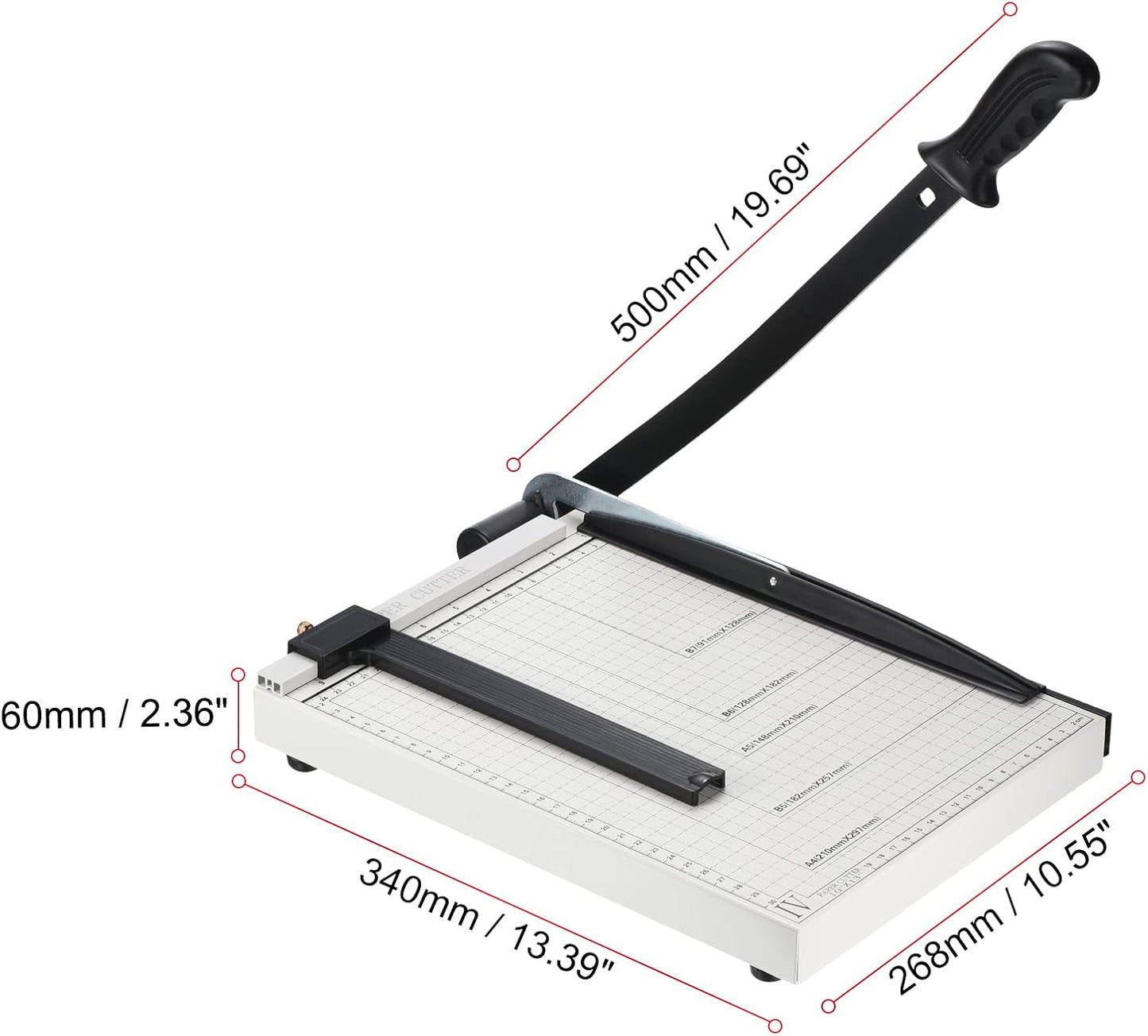 PATIKIL Paper Cutter A4 Stack Paper Trimmer for Cardstock, 12" Cutting Length, Guard Rail Paper Press Tool, Adjustable Guide, Metal Base, 12-Sheets Capacity, Paper Slicer for Office, Home
