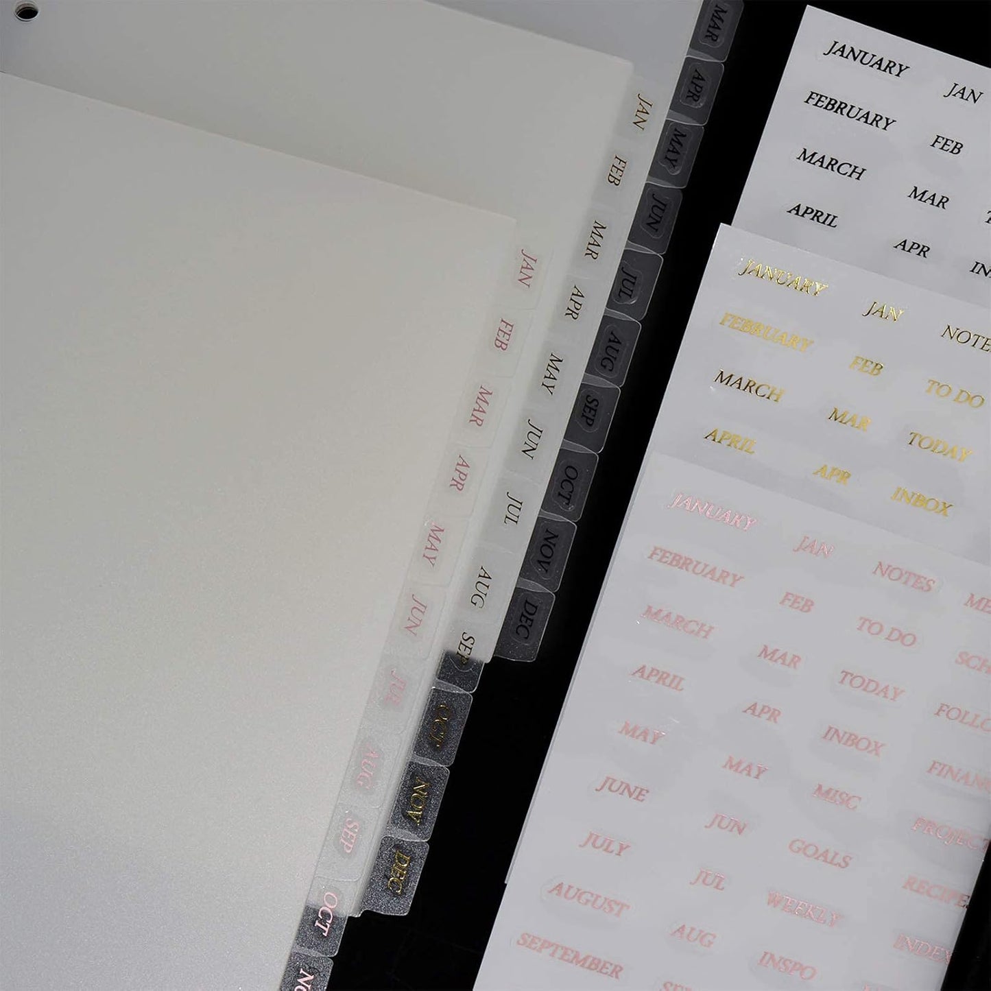 A5 Plastic Binder Dividers 6 Holes Durable Plastic Tab Dividers for 6-Ring Binders, Notebooks, Planners (Clear, 12 tab)