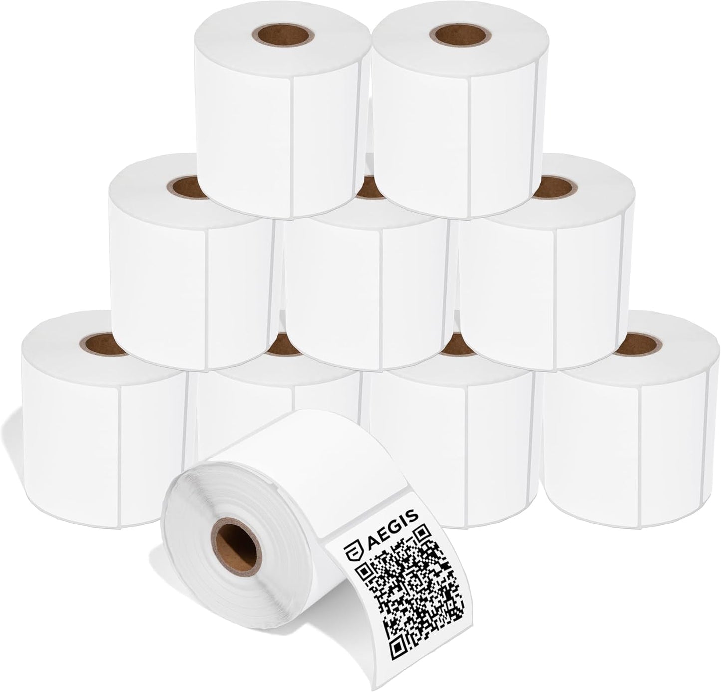 Aegis Adhesives - 3" X 3" Square Direct Thermal Labels Compatible with Rollo, Zebra, and Other Desktop Label Printers (10 Rolls, 500/Roll)