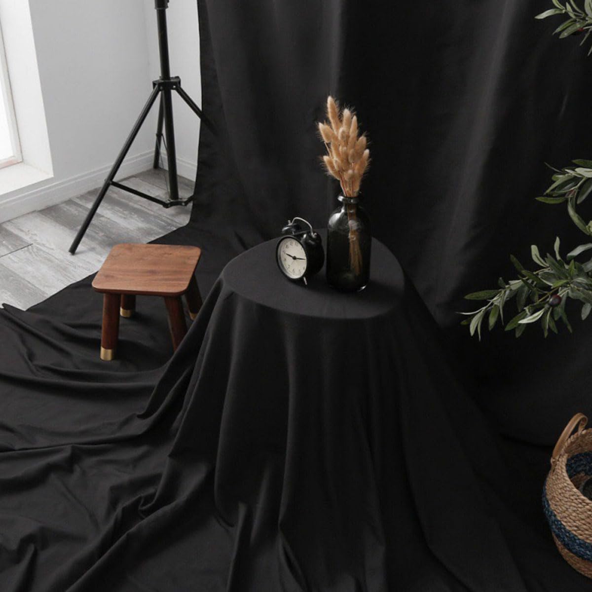 Black Backdrop Background Fabric Backdrop for Shoot Portraits Party Video Studio 8X10ft