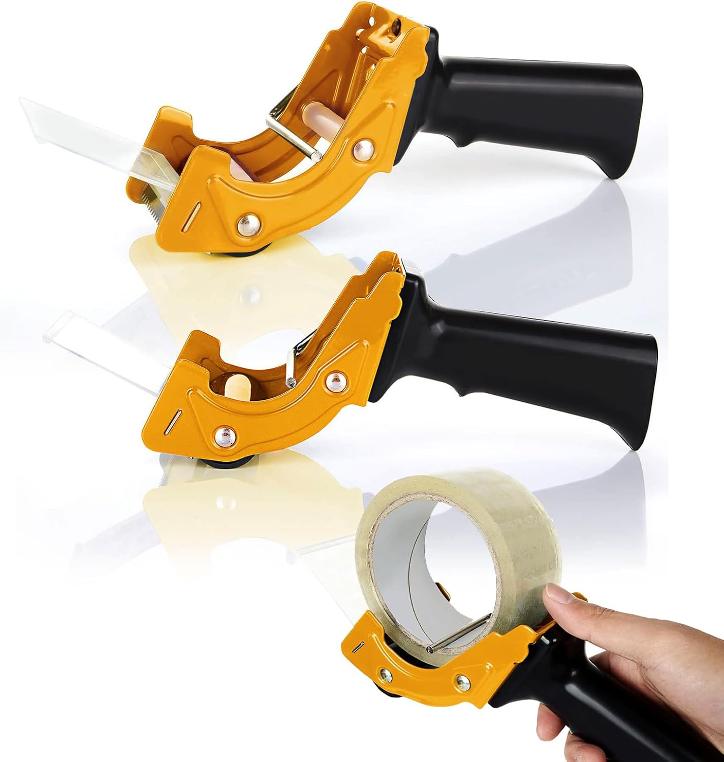 Acrux7 2 PCS 2 Inch Packing Tape Gun, Packing Tape Dispenser Guns with Ergonomic Grip, Handheld Tape Gun Dispenser Heavy Duty Tape Sealing Cutter for Carton Packaging, Boxes Sealing