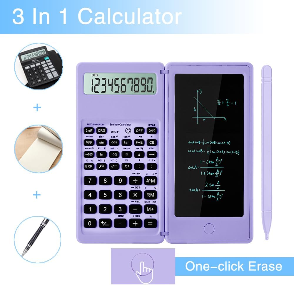 Scientific Calculators for Students, 10-Digit Large Screen, Math Calculator with Notepad, Classroom Must Haves for Middle High School Supplies & College(Purple)