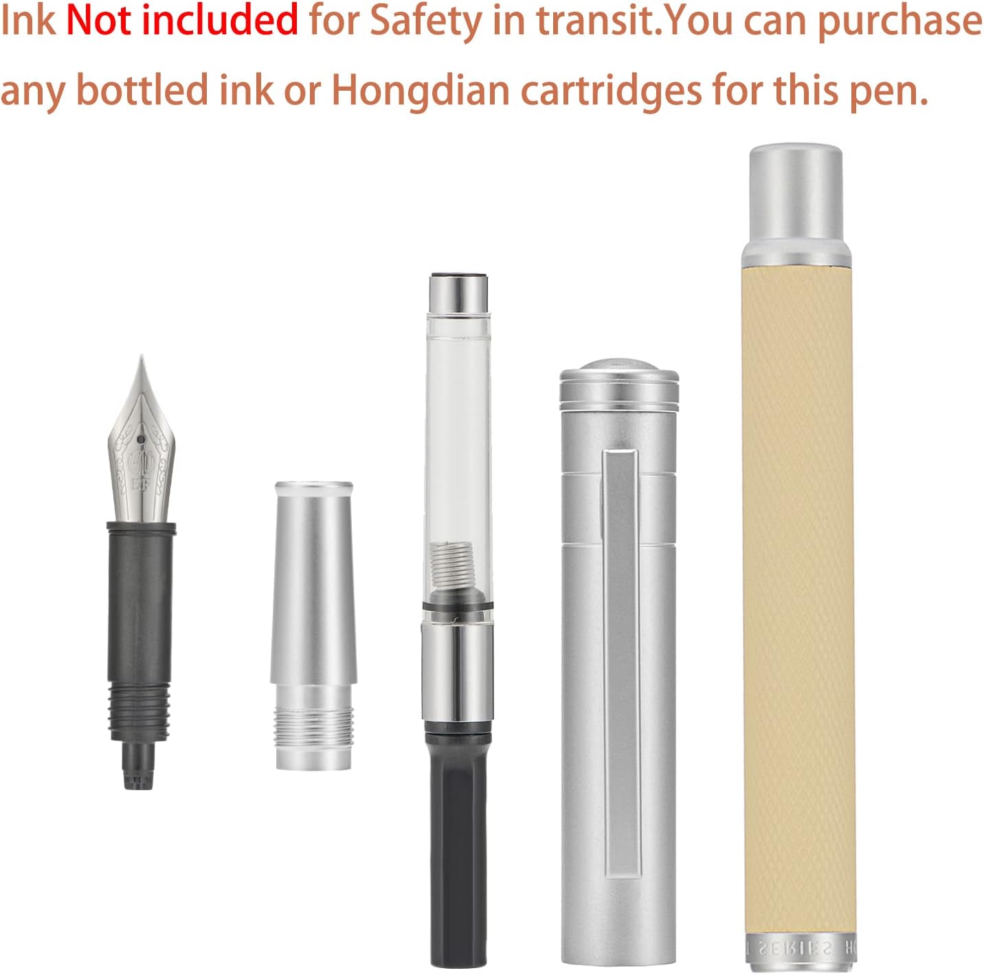 Hongdian Silver Birch Forest Aluminum Fountain Pen Medium Nib with Metal Box Writing Pen Set'1 Count (Pack of 1)