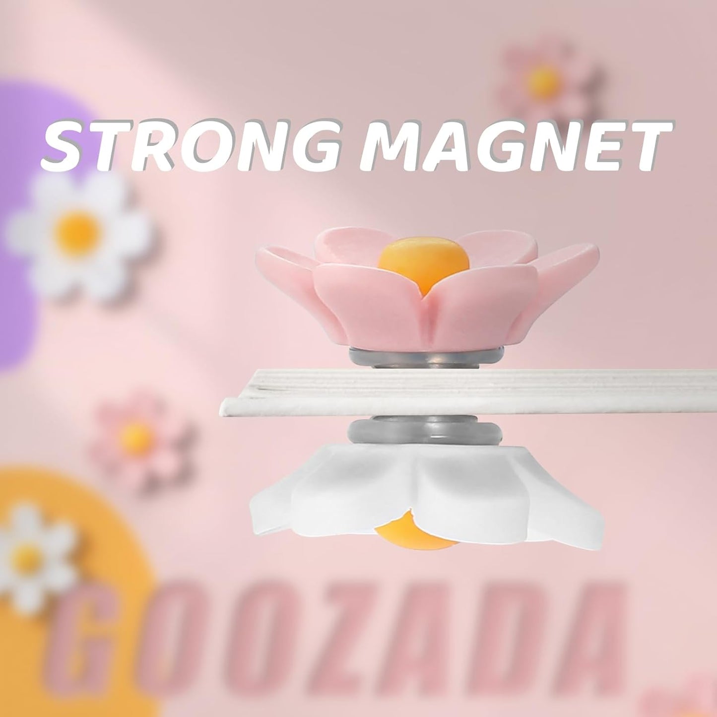 20Pcs Cute Fridge Magnets,2 Colors Cute Magnets, Pink 3D Flower Fridge Magnet, Resin Decorative Magnet for Refrigerator Locker Whiteboard Office Kitchen(10 Small+10 Medium)