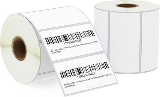 BETCKEY - 3" x 1.5" (76 mm x 38 mm) Barcode Shipping & Address Labels Compatible with Zebra & Rollo Label Printer,Premium Adhesive & Perforated [2 Rolls, 1900 Labels]