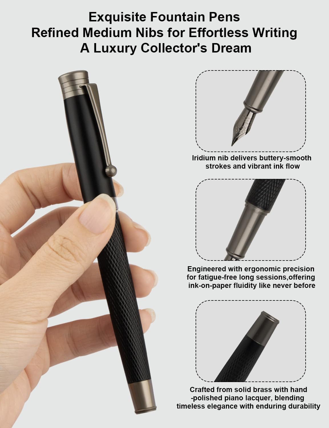 Aifeiter Fountain Pen Set - 2 Nibs + 18 Ink Cartridges + 2 Converters & Syringe | Professional Writing Tool | Premium Gift Box for Men/Women | Perfect for Beginners & Calligraphy