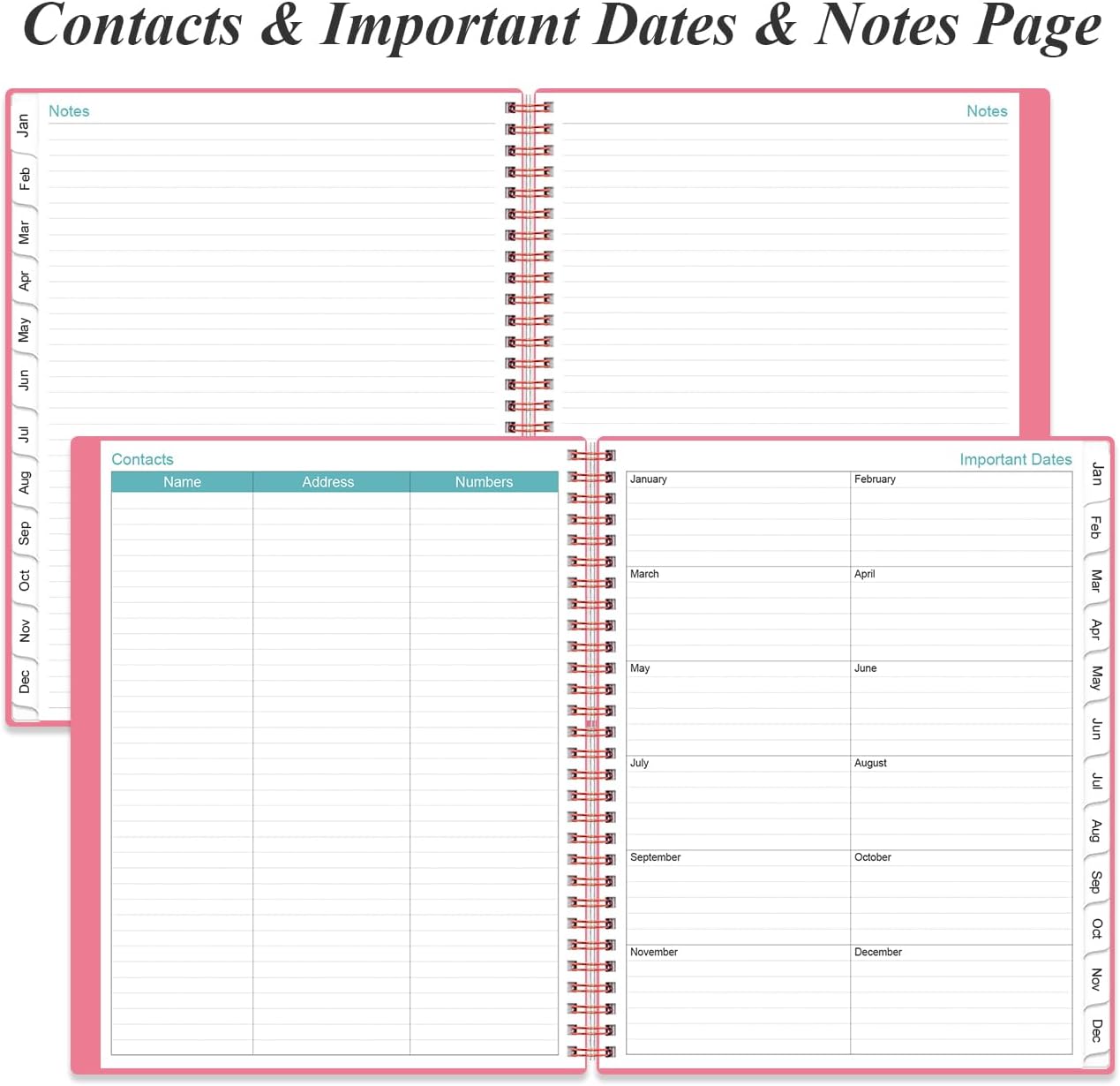 2026 Daily & Monthly Planner - One Page Per Day, Daily Planner from January 2026 - December 2026, Planner 2026 with 12 Monthly Tabs, 8.5" x 11", Pink
