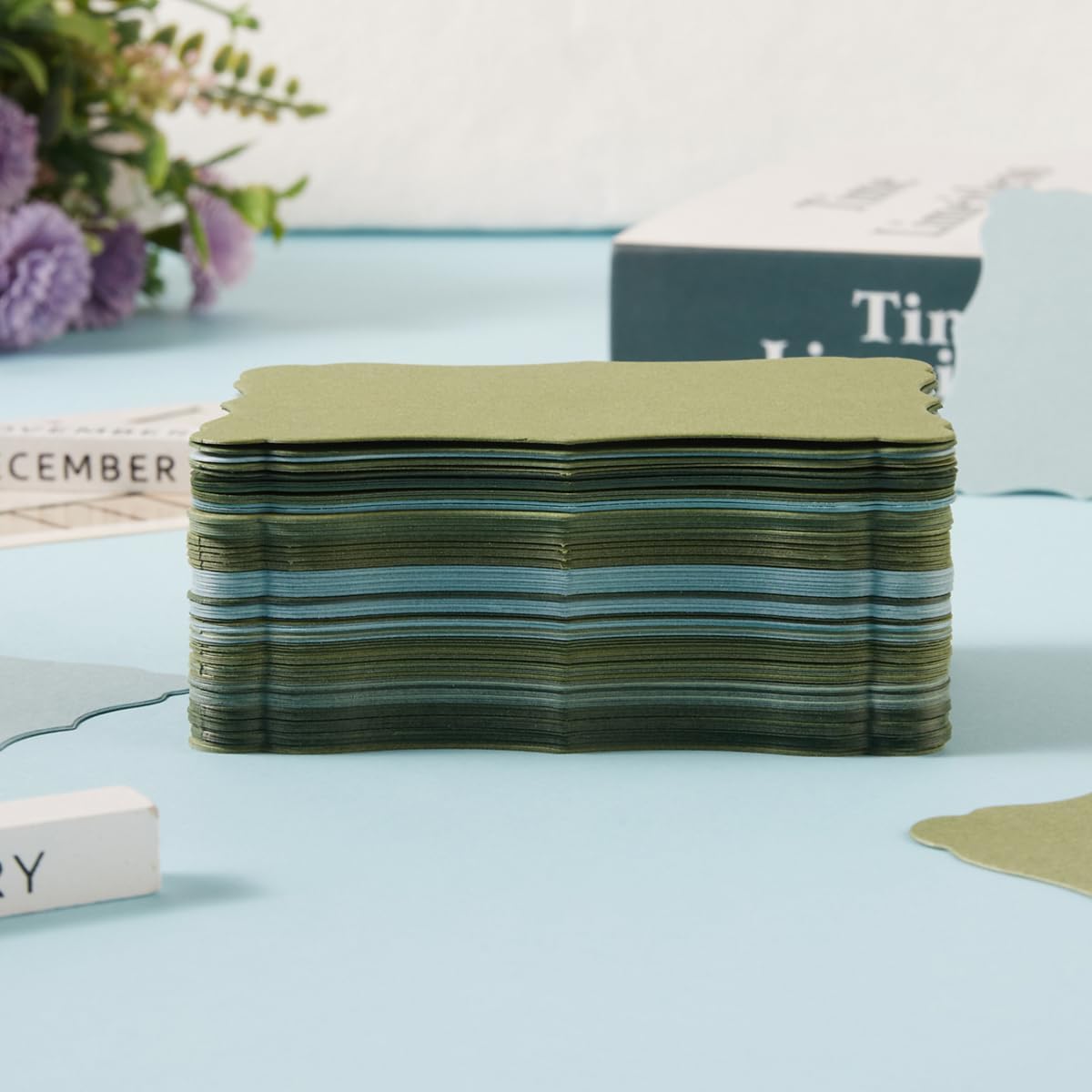 120 Pieces Small Mini Business Cards Vintage Assorted Colors Blank Note Gift for Business Cards, Gift (5 Green)
