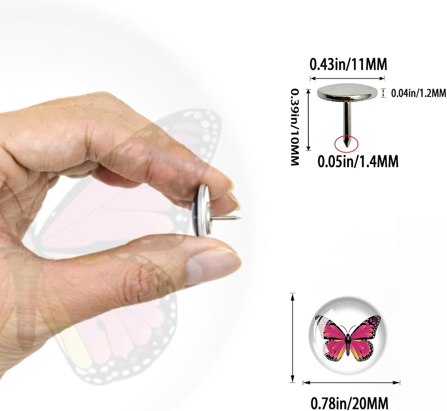 24Pcs Butterfly Push pins，Decorative Push Pins,Cute Push Pins,Thumb Tacks for Bulletin Board Office Organization or Home(24-Butterfly)