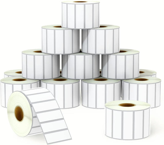 BETCKEY - 3" x 1" (76 mm x 25 mm) UPC Barcode & Address Labels Compatible with Zebra & Rollo Label Printer,Premium Adhesive & Perforated [16 Rolls, 22000 Labels]