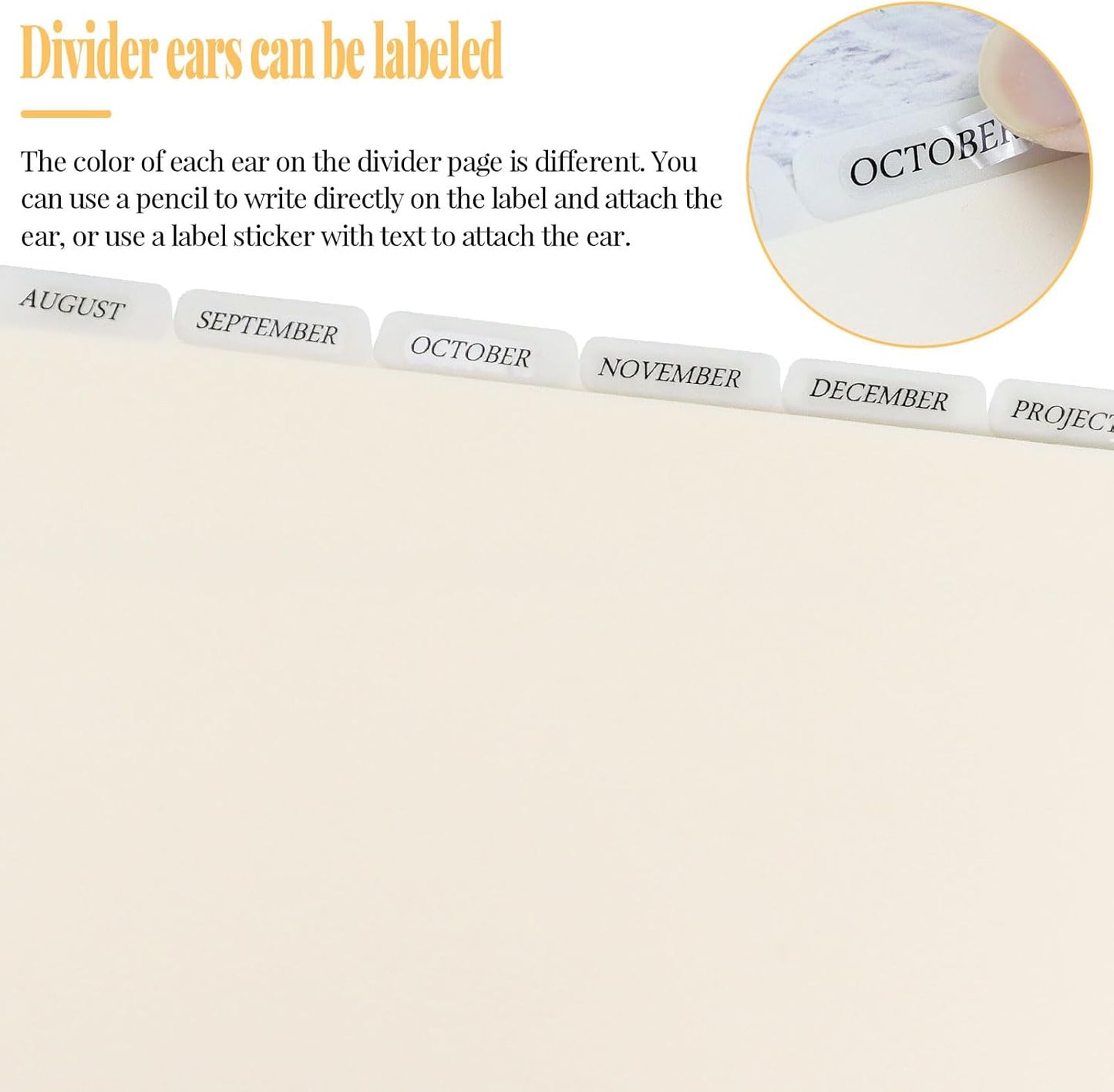 A5 Plastic Binder Dividers 6 Holes Durable Plastic Tab Dividers for 6-Ring Binders, Notebooks, Planners, 5.7x8.3 inch (Beige)