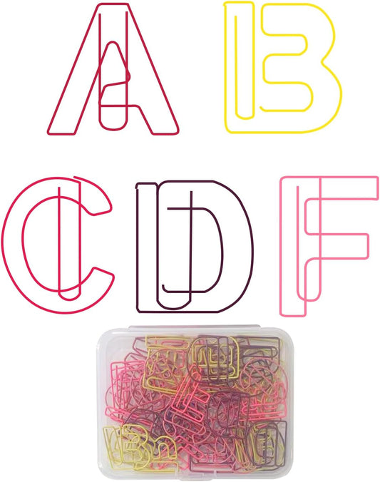 52 Pcs Stainless Steel Paper Clips - Alphabet Letter Clips for Office & School with Storage Box Assorted Color (Rating)