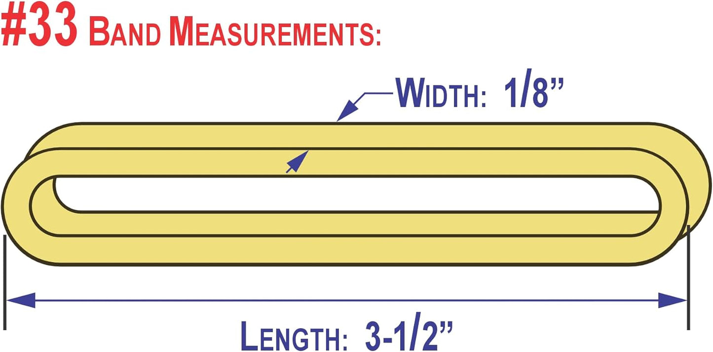 3-1/2" x 1/8'' - Size #33 - Rubber Band Depot - Everyday Rubber Bands, Business Bands - Approximately 205 Per Bag - 1/4 Pound Bag
