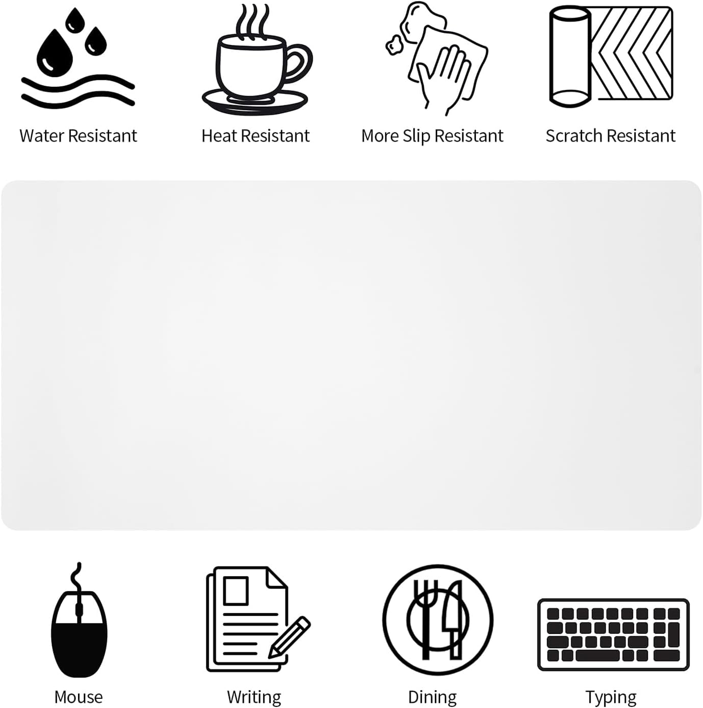 Bloss White Desk Mat, Mouse Pad, Waterproof Leather Desk Pad, Desk Matt for Desktop, Non-Slip Ccomputer Desk Protecor Mat for Office/Home/Decor(27.6 x 13.8 Inches)