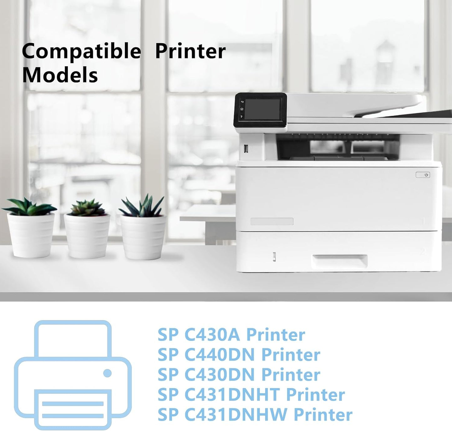 High Yield SP C430A C440DN Toner Cartridge Replacement for Ricoh 821105 821106 821107 821108 with Aficio SP C430A C440DN C430DN C431DNHT C431DNHW Printer(4 Pack Black Cyan Magenta Yellow)
