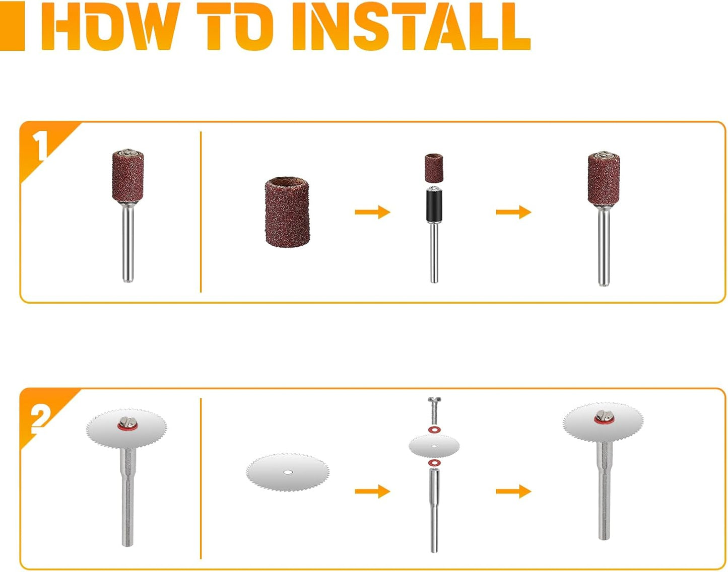 HARDELL 69 Pcs Rotary Tool Accessories Kit with 1.0/1.6/2.3mm Chucks for Small DIY Projects, Resin Cutting, Sanding, Grinding, Engraving, Polishing, Drilling