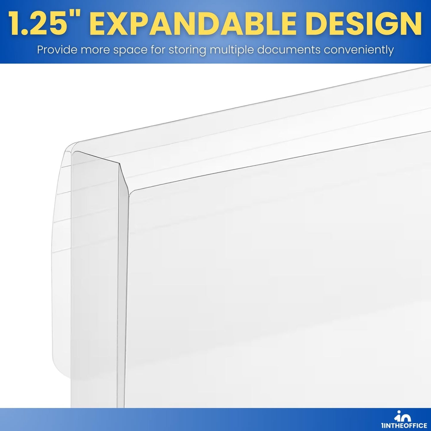 1InTheOffice Poly Envelopes Button & String Closure, Expanding Wallet, Letter Size, Clear, 10/Pack