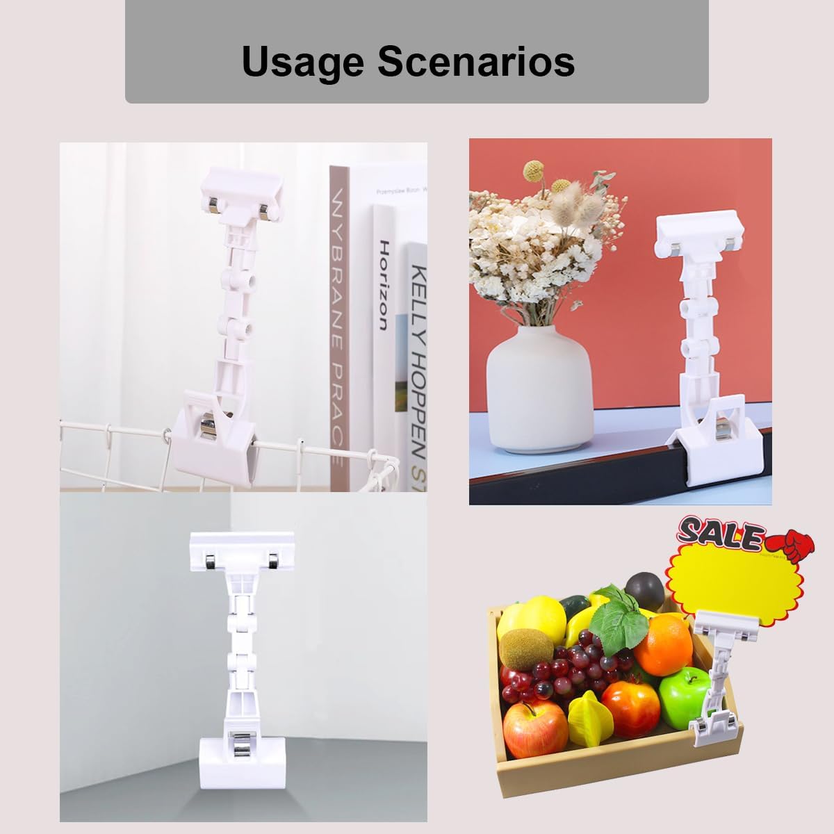 3pcs Sign Clips Clip Holder Sign Holder Clip Paper Holder for Table Top Clip On Sign for Paper Holder Computer Monitor Handy Artist Supplies Holder(White)