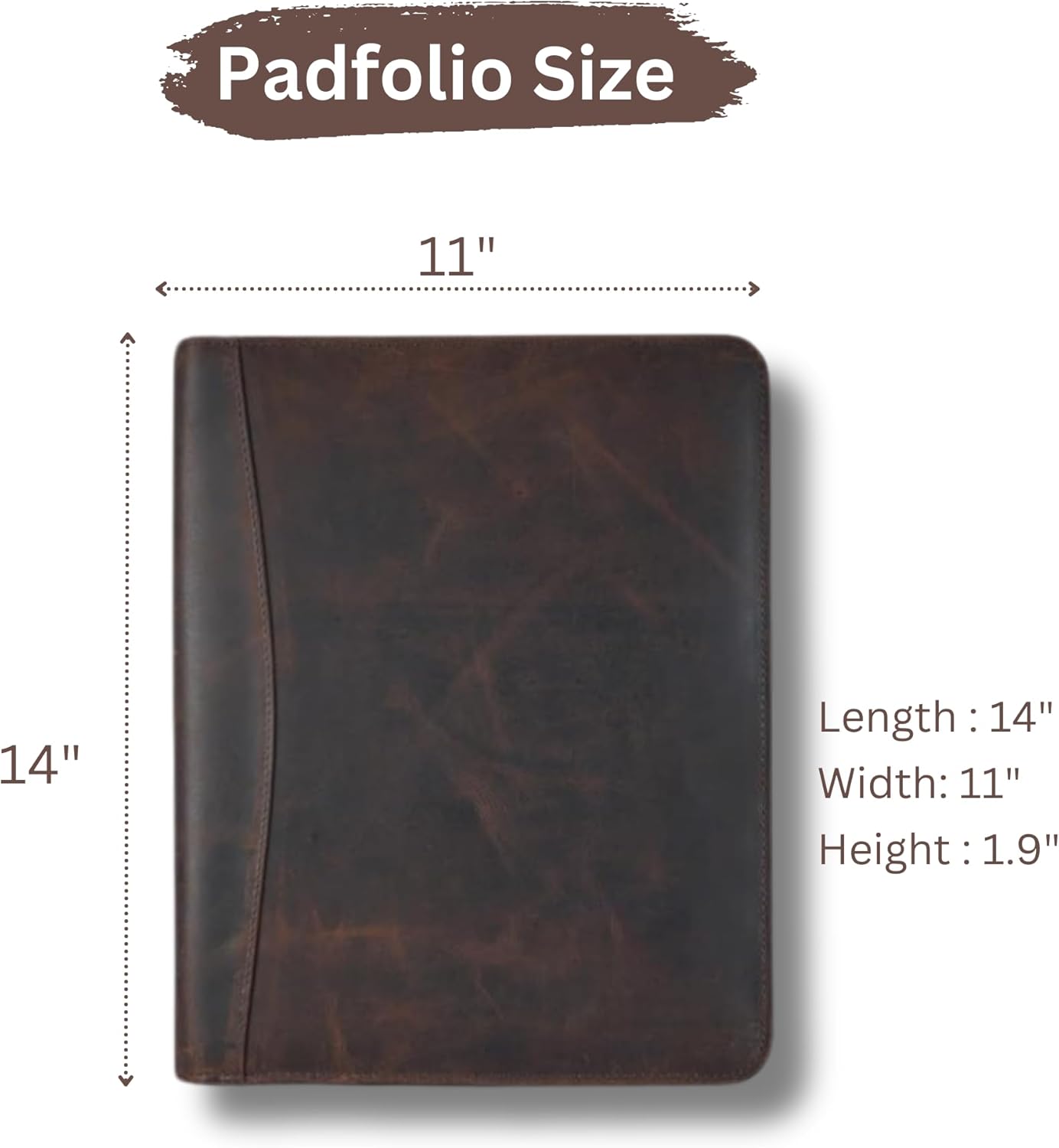 Leather Padfolio, Laptop Zipper Folio, Business Portfolio, Travel Art Kit, A4 Binder Notepad Folder, Interview File, Meeting Organizer