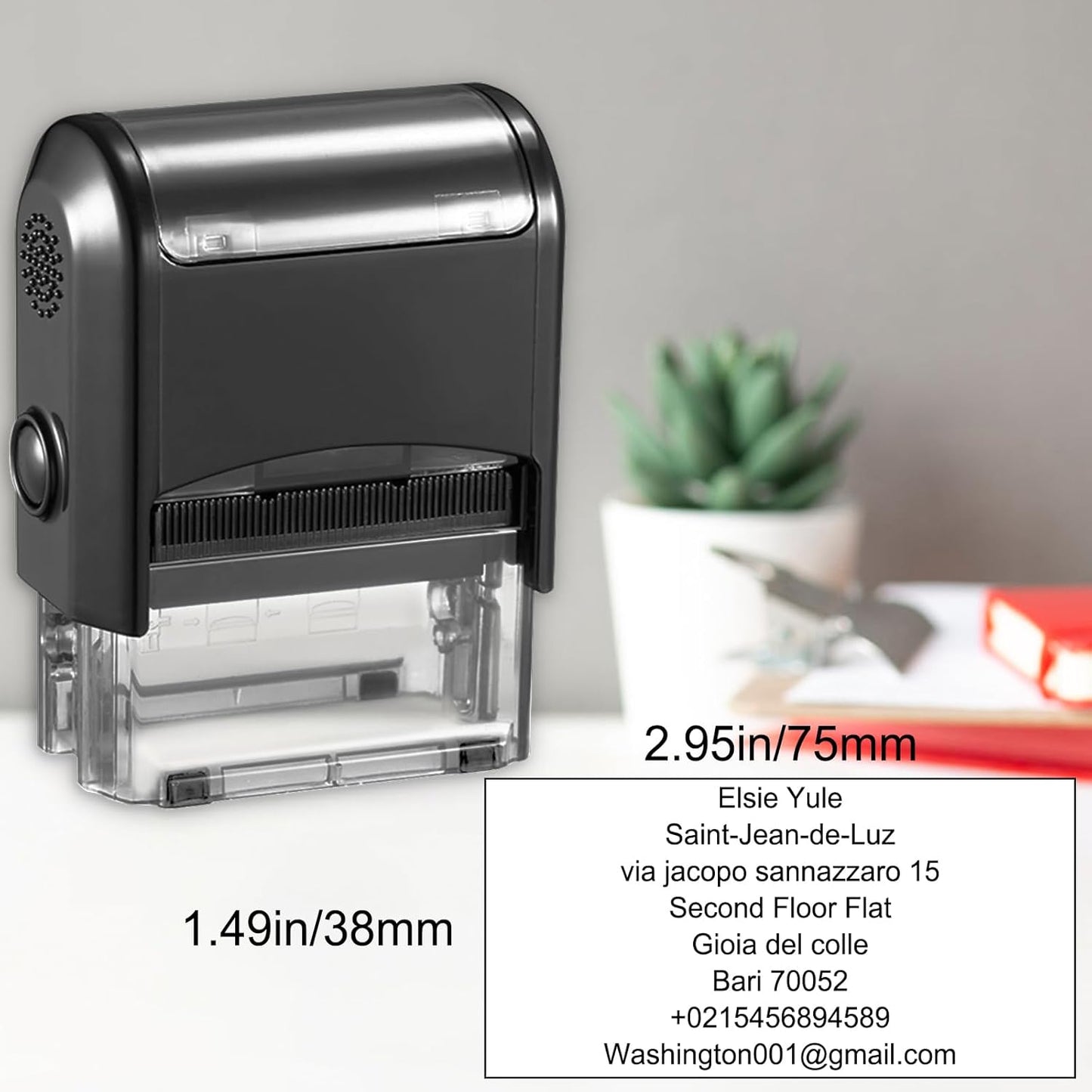 75x38mm Personalized Stamp Custom Self-Inking Business Address Rubber Stamps Customized with Name Date Signature Return Address Up to 8 Lines