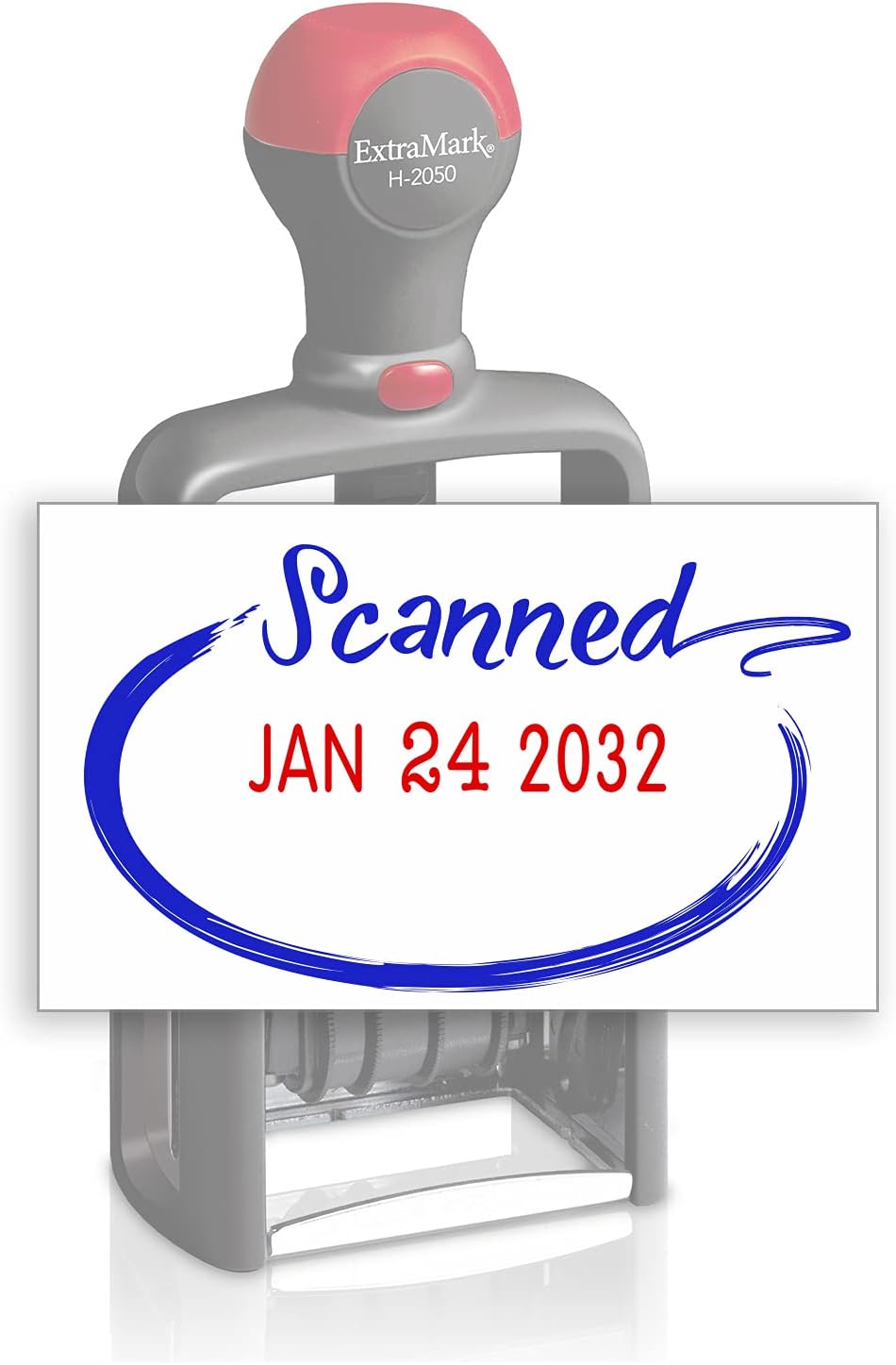 Heavy Duty Style Office Date Stamp with Scanned - Self Inking Dater - Style C - Blue & Red Ink Color