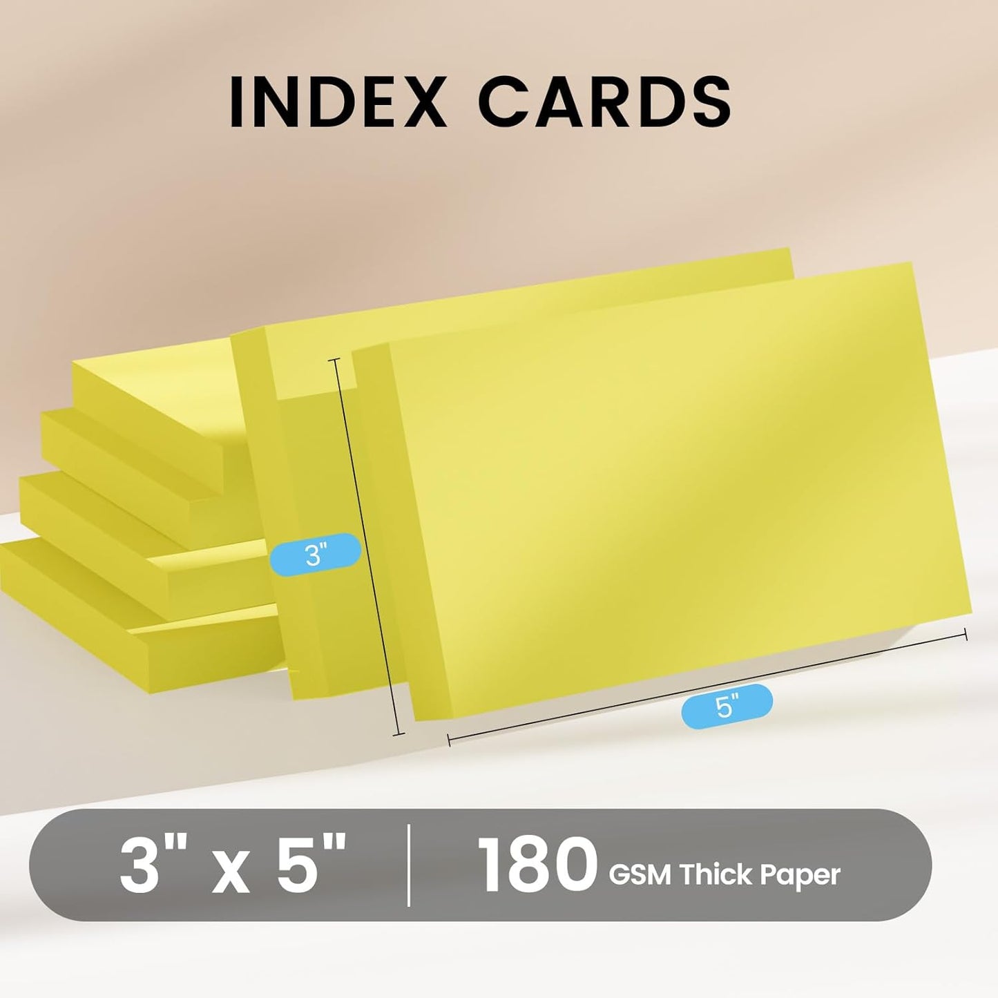 Index Cards 3x5 Inch, 300sheets, Flash Cards, Blank Yellow Note Cards Paper For Studying, Schools Supplies, College, Office And Home Organization, Note Taking Supplies