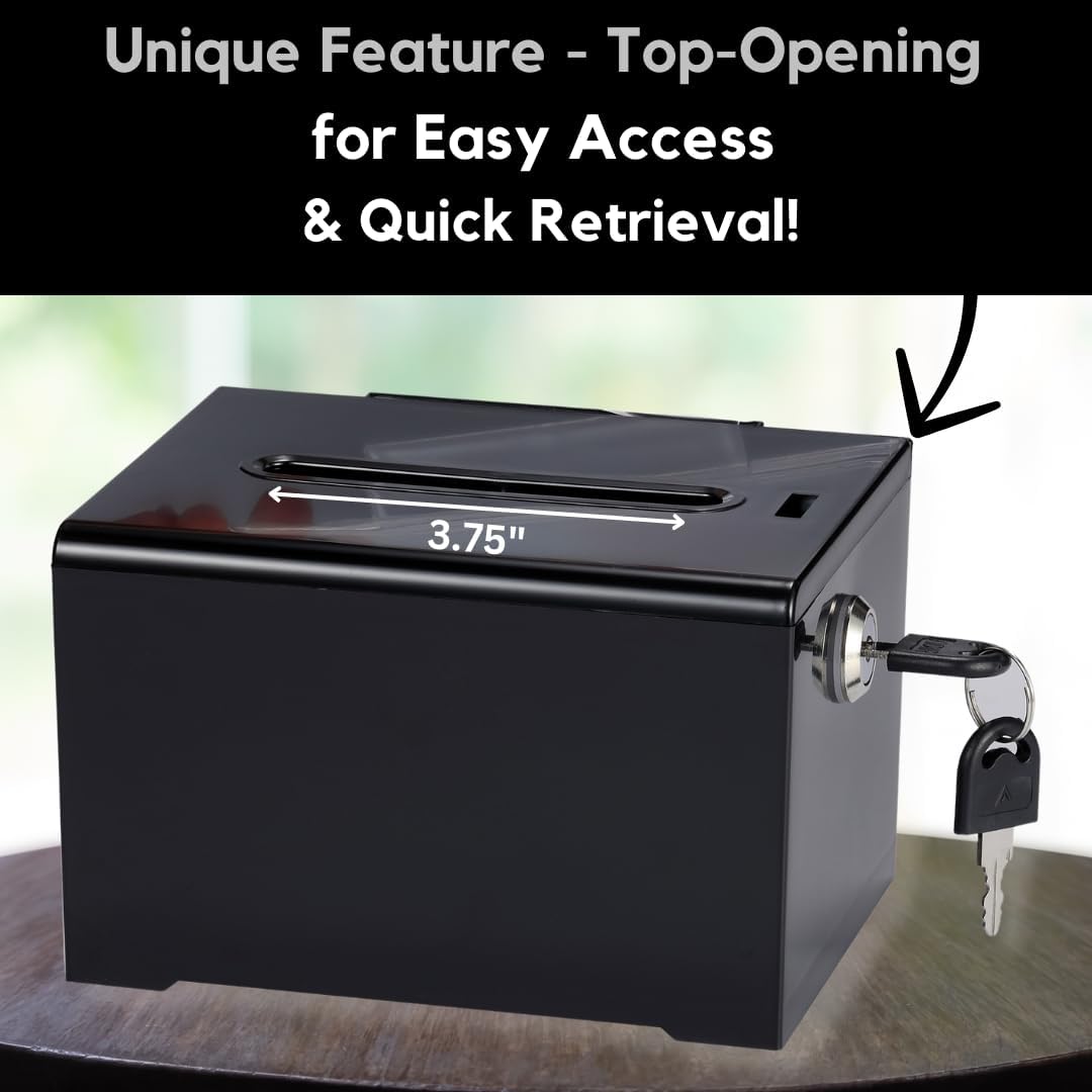 Adir Suggestion Box with Slot and Lock – Acrylic Donation Box for Fundraising, Drawing Box for Raffle, Funraiser Box, Tip Box with Lock - 6.25x4.5x 4 Inches voting box with slot and Sign Holder