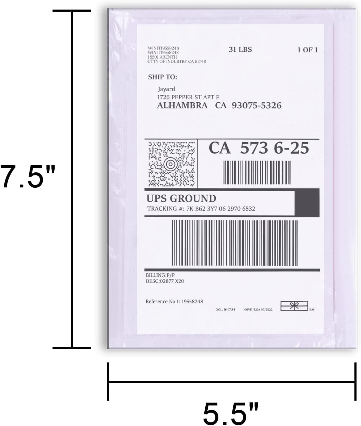 7.5'' x 5.5'' Packing List Pouches, Shipping Label Envelopes Clear Self-Adhesive Top Loading (7.5x5.5 in-200 Bags)