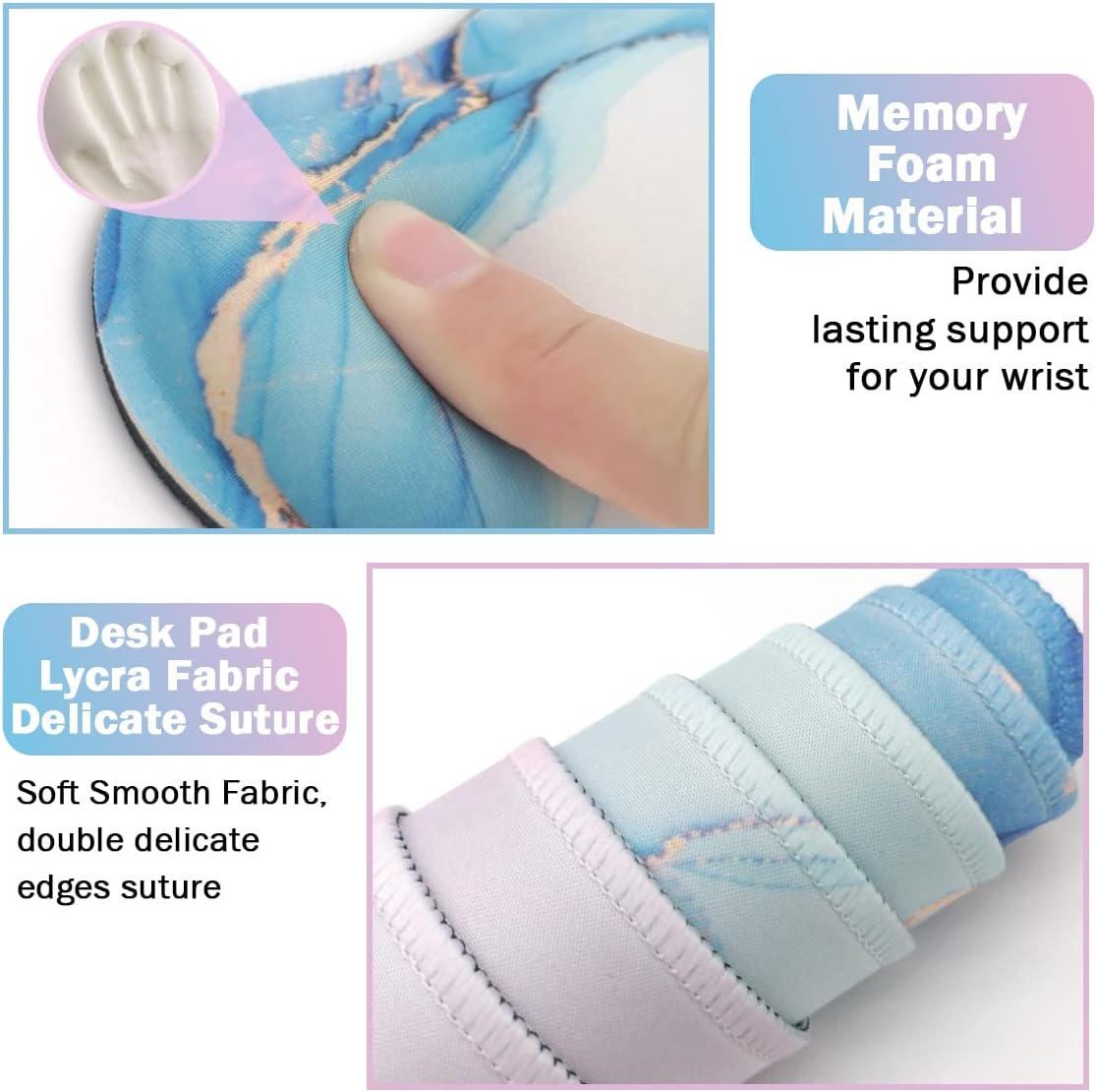 4-in-1 Large Gaming Mouse Pad, Keyboard Wrist Rest Pad & Wrist Support Mousepad Set, Extended Desk Pad Waterproof Desk Mat for Home Office Study Game - Blue