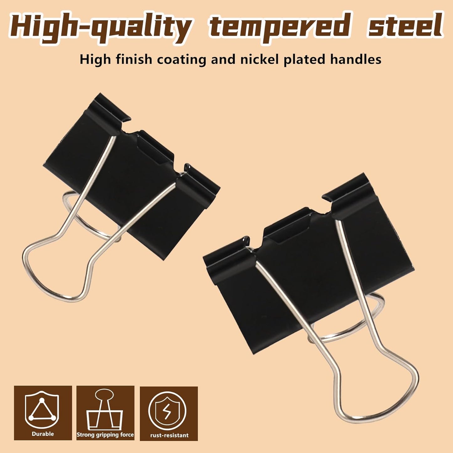 Binder Clips, Qimailer Medium Clips,36 Pcs 1.25 Inch,Black Metal Binder Clips and Paper Clips for Office, Home, School