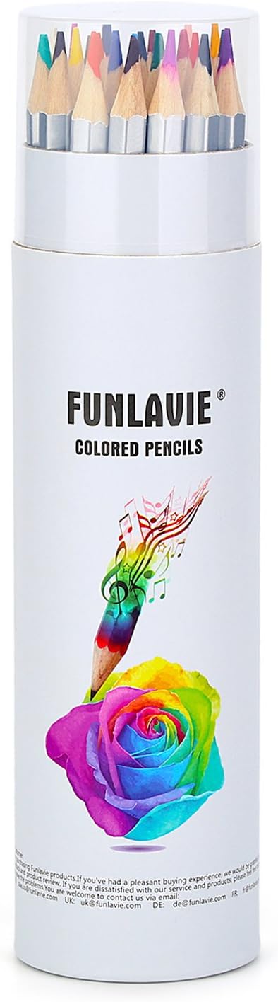 24 Colored Pencils for Adult Coloring Books,Soft Core Coloring Pencil Set,Drawing Pencils for sketching & Painting,Art Pencil & Art Supplies for Adults and Teens,Oil-Based with Sharpener