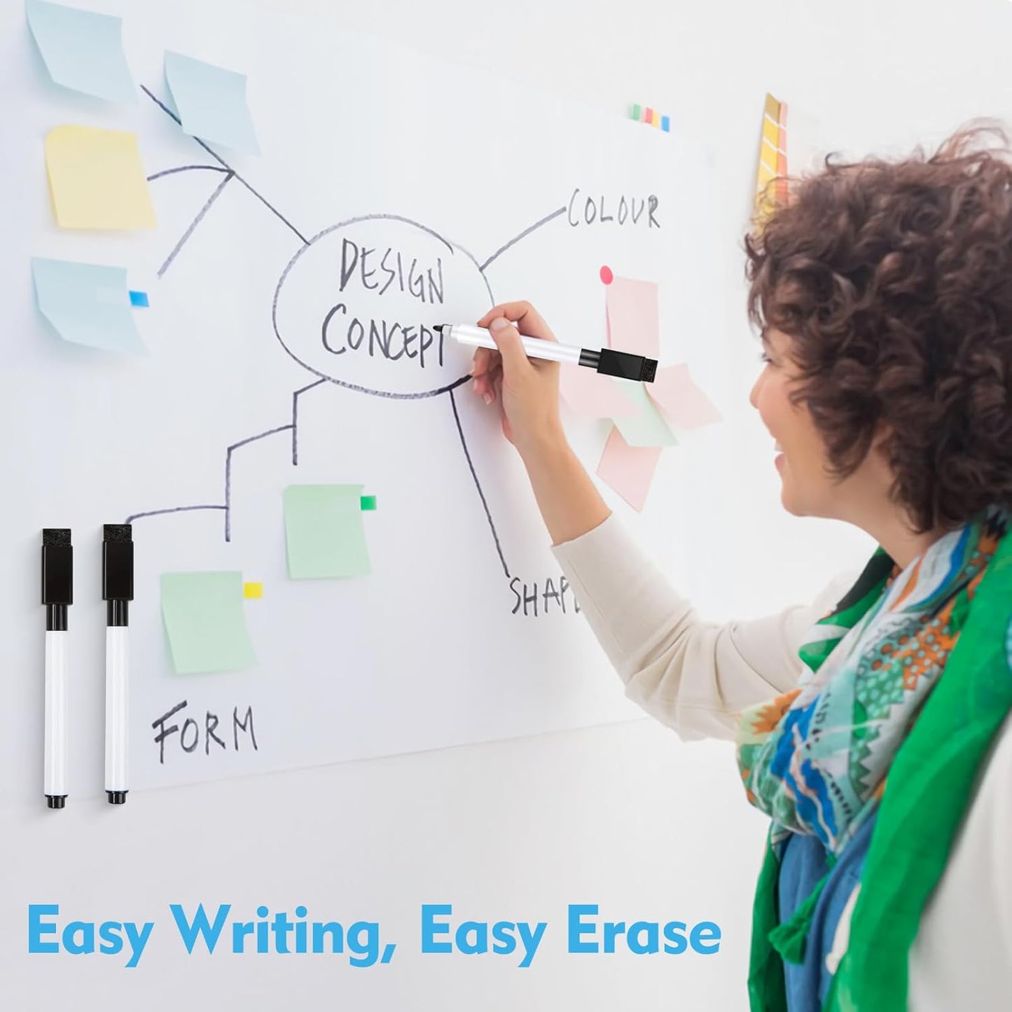 12 Pcs Black Dry Erase Markers, Whiteboard Dry Erase Markers Fine Tip Small Magnetic Dry Erase Marker with Eraser Cap for School, Home, Office Supplies