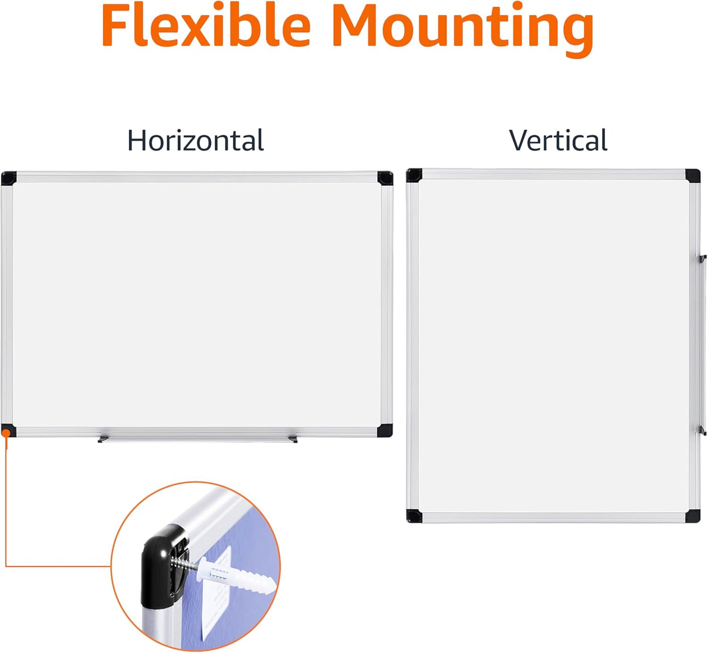Amazon Basics Magnetic Whiteboard/Dry Erase Board, 36 x 48-inch, Aluminum Frame, Silver/White