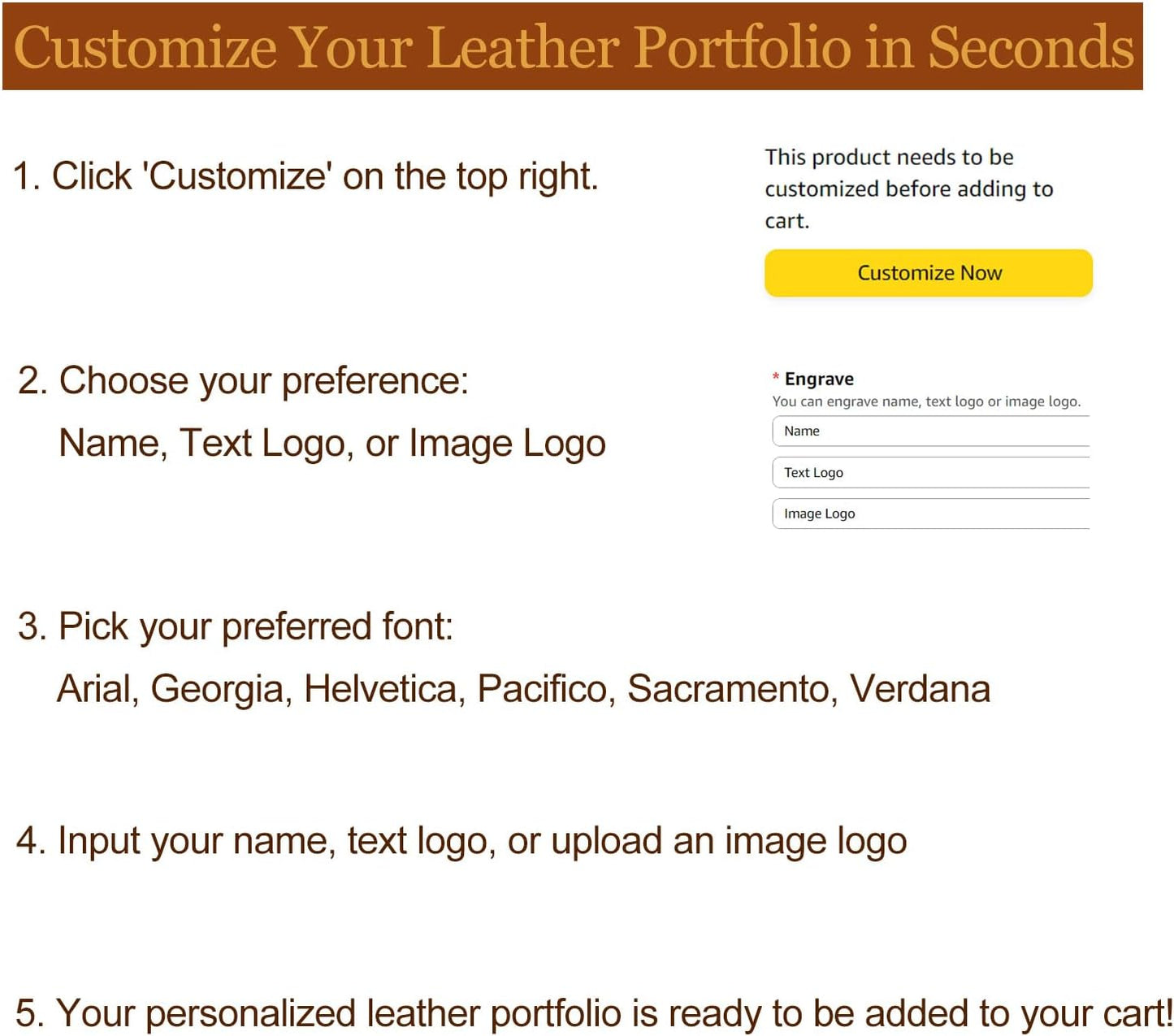 Personalized Vegan Leather Portfolio with Hidden Handle, Front Pocket, Custom Business Padfolio Tablet/13” Laptop Organizer, Professional Executive Document Folio, Brown