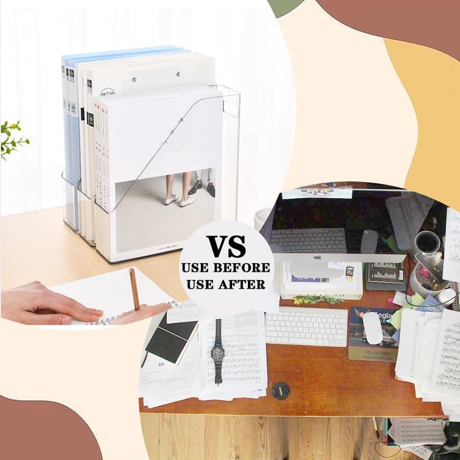 6 Pack Clear Acrylic Magazine File Holder, Acrylic Vertical File Organizer File Folder Bin Storage File Folder Rack Clear Plastic File Folder Organizer for Home Office Space