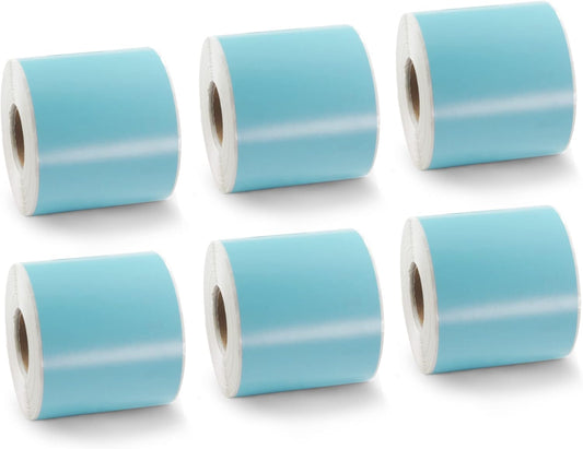BETCKEY Colored Labels Compatible with Dymo 99019 (2-5/16" x 7-1/2") for Files, Folder, Binders, Compatible for Dymo LabelWriter Thermal 450, 4XL & Zebra Printers [6 Rolls, 900 Labels, Light Blue]
