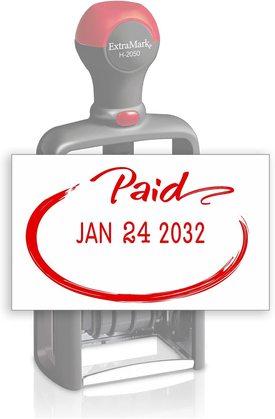 Heavy Duty Style Office Date Stamp with Paid - Self Inking Dater - Style C - Red Ink Color