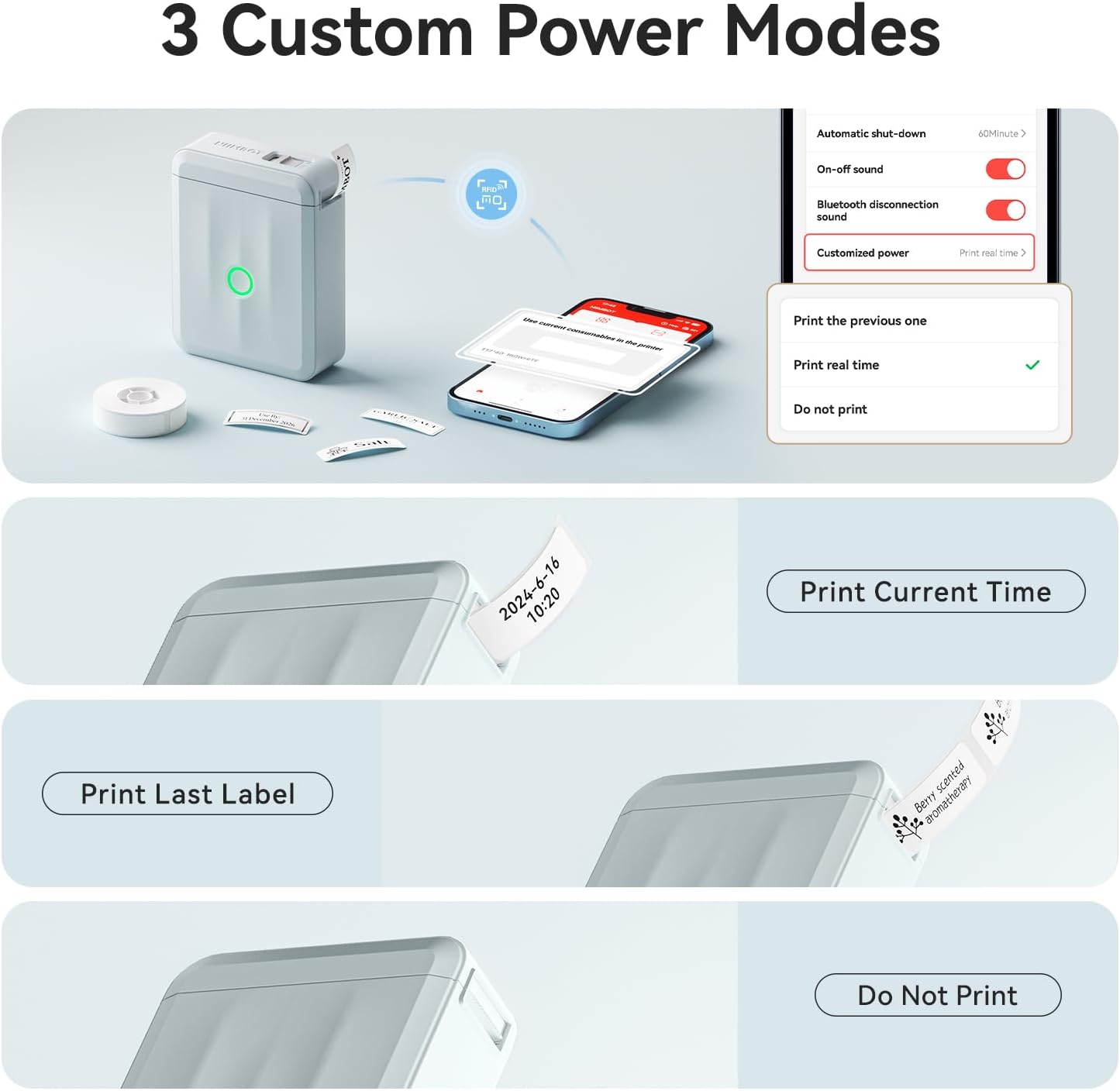 NIIMBOT Label Maker Machine Bluetooth Label Printer for School Home Office Organization,Wireless Mini Labeler D110 Upgraded Version, Label Machine with Label, Light Blue