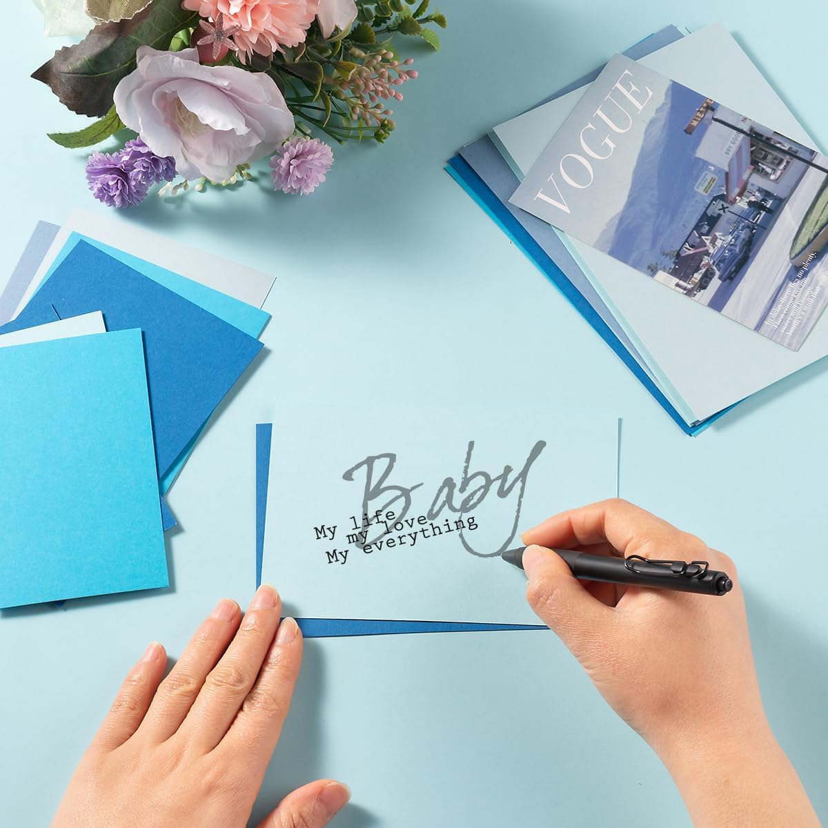 50 Sheets Colored Cardstock Paper 5 Colors, 250 GSM Heavy Card Stock for DIY Art Projects, Cards (Blue, 5x7)