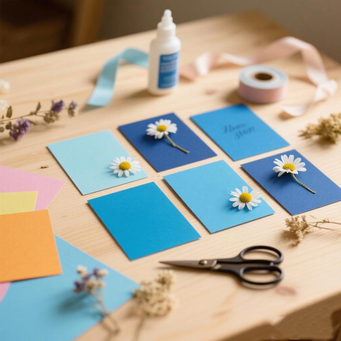 50 Sheets Small Colored Cardstock Paper 5 Colors, 250 GSM Heavy Card Stock for DIY Art Projects, Cards (Blue, 3x5)