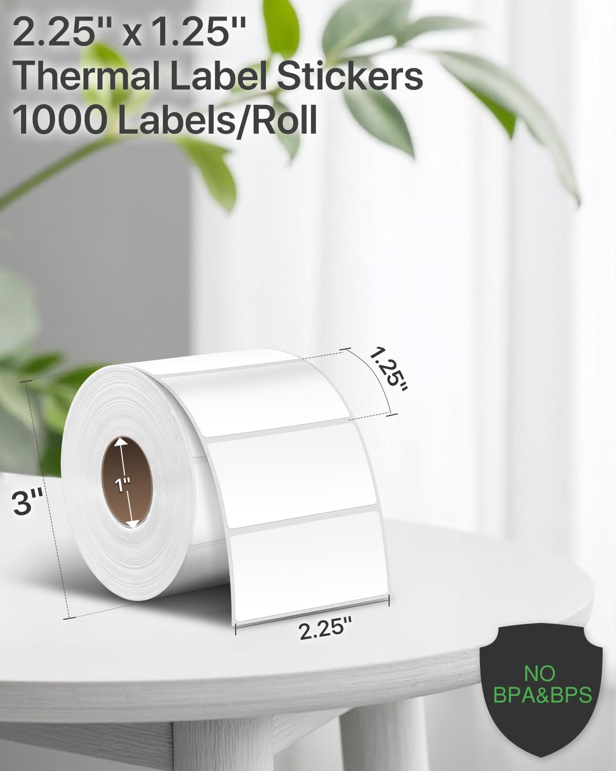 iEager 2.25x1.25 Inch Thermal Labels, White Durable Thermal Printer Stickers, Self-Adhesive Rectangle Shipping Label Printer Sticker for Barcode, Name, Address, 1000 Labels/Roll