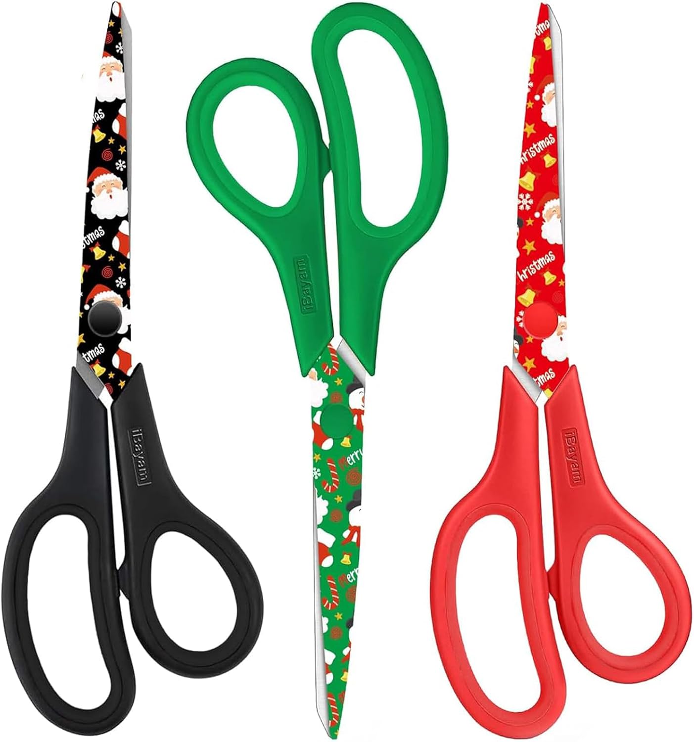 iBayam All Purpose Scissors for Construction Scrapbook Kraft Craft Paper, Gifts Wrapping Packing Paper Cutter Tool, 3 Pack Ultra Sharp 8" Thick Blade Comfort-Grip Scissors for Moving Package Supplies