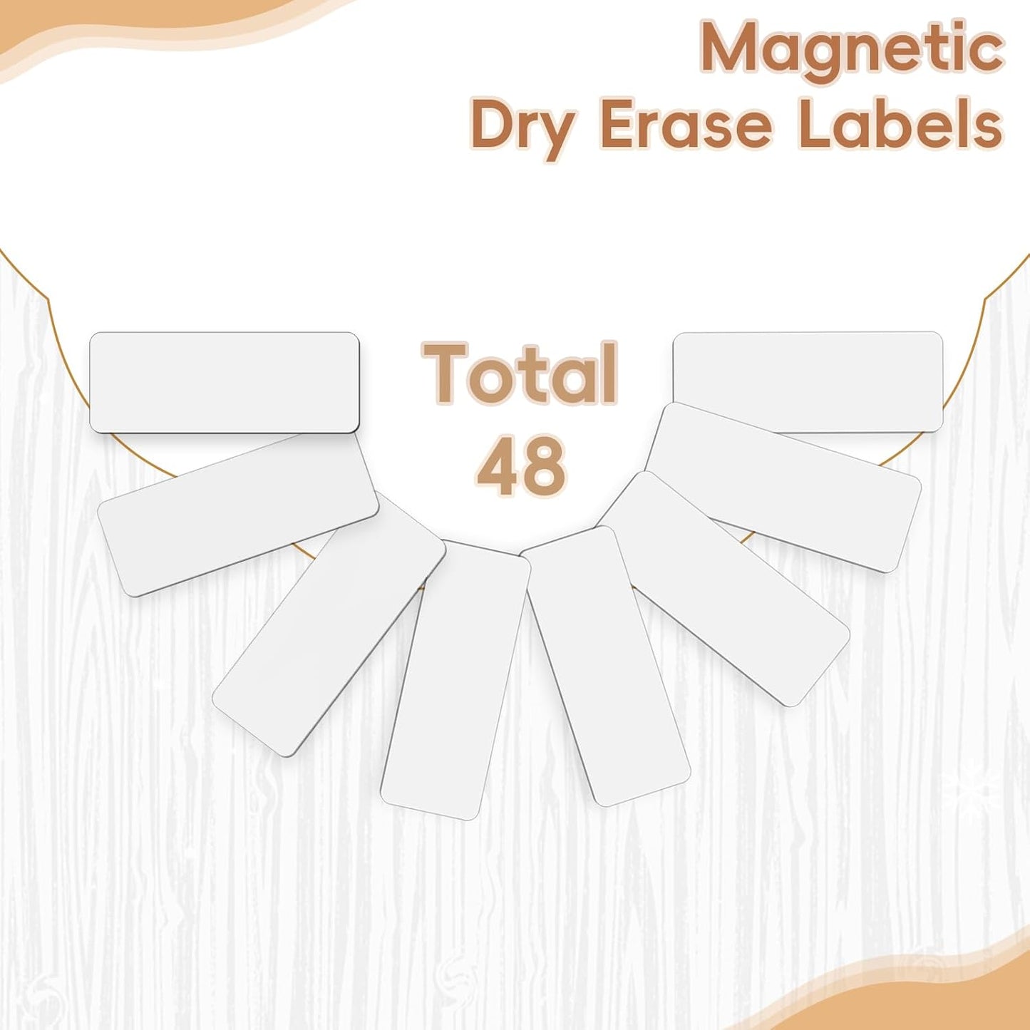 48 Pieces White Magnetic Dry Erase Labels,Real Reusable Strips for Classroom Home Office Garage Refrigerator Blank Writable Erasable Cards Colored Border Name Tags Students Locker Shelf