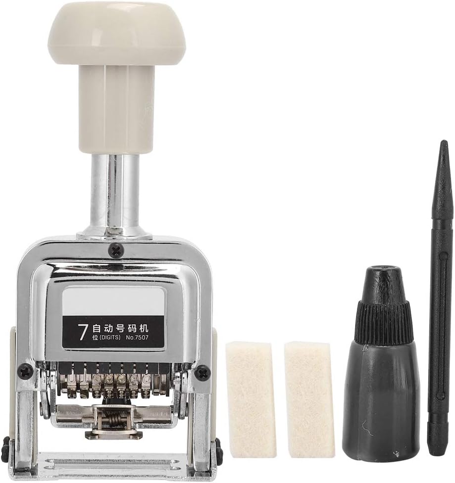 Auto Number Stamp,Numbering Stamp Automatic Bates Machine Numerator Machine,7 Digits,Stamps Print Kits,Numbering Machine Office Equipment School Supplies Automatic Transposition 7 Numder Seal