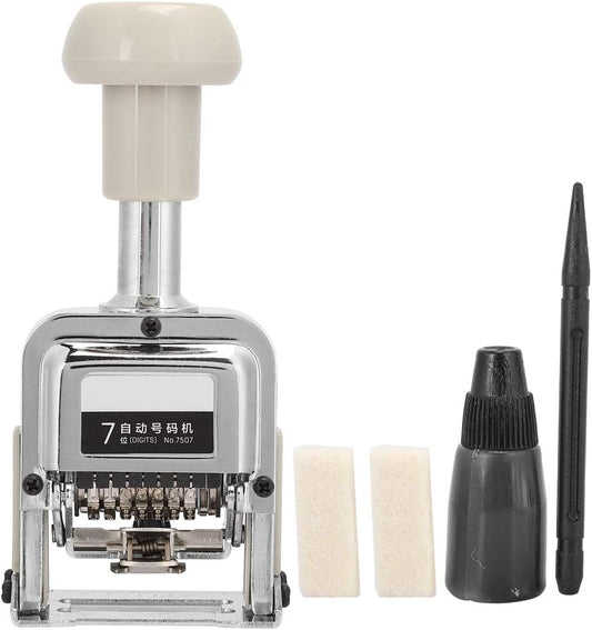 Auto Number Stamp,Numbering Stamp Automatic Bates Machine Numerator Machine,7 Digits,Stamps Print Kits,Numbering Machine Office Equipment School Supplies Automatic Transposition 7 Numder Seal