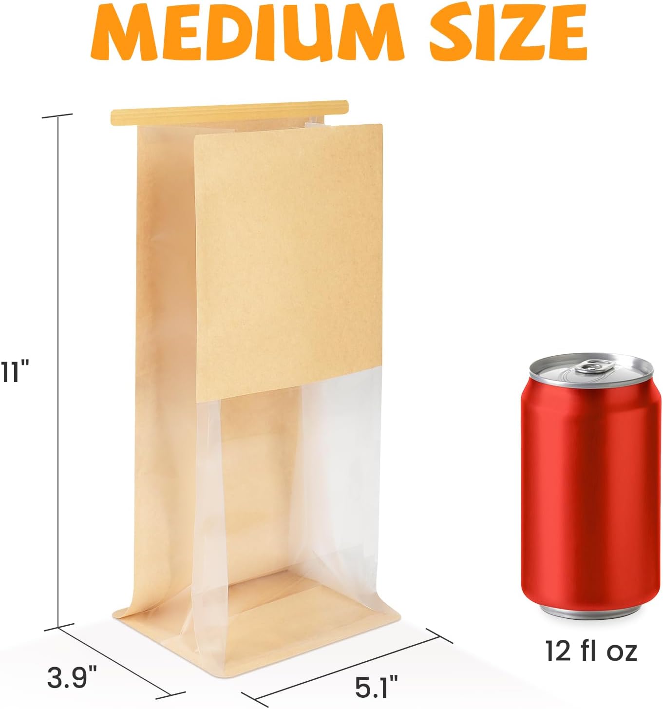 50 Pack Bakery Bags with Window, 5.1x3.9x11 Inches Tin Tie Tab Lock Resealable Bread Loaf Bags for Packaging Homemade Sourdough Bread, Cookies, Bagels, Pastry