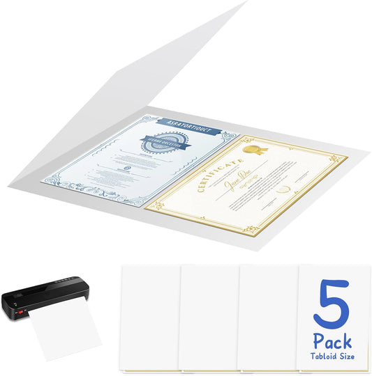 5 Pack ID Card Size Laminator Carrier Sleeve 11.75X17.75 Inch Thermal Laminating Carriers Sheets Protection Thermal for All Brand Laminating Pouches Work Permits Pass Cards Student ID Cards